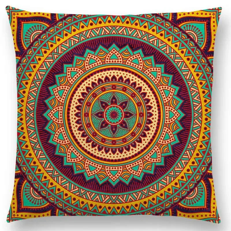 Axyaa Boho Rainbow Mandala Pillow Case Sun Moon Flowers Dream Fantasy Cover
