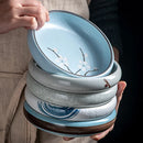 Axya Retro Ceramic Sushi Dishes Set Gold Plates Small Snack Tray Dinnerware