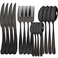 Axyaa Stainless Steel Cutlery Tableware Set Dinnerware Black Silverware Kit