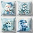 Axyaa Santa Tree Snowman Print Cushion Cover for Sofa Bedroom Car