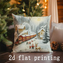 Axyaa Winter Scene Rectangular Cushion Covers for Sofa, Bedroom, Car