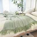 Axyaa Plaid Tassels Bed Runner for Bedroom & Hotel End Decor