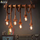 Axyaa Industrial LED Pendant Lamp in Retro Hemp Rope Style for Home Decor