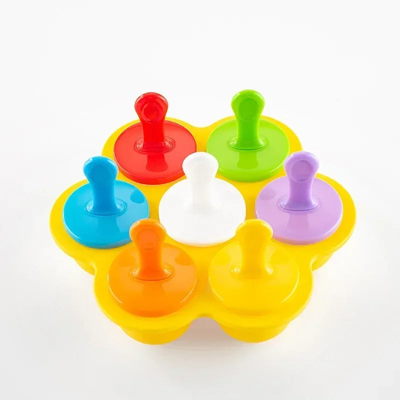 Axyaa 7-Hole Silicone Ice Cream Mold for Homemade Popsicles