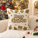 Axyaa Christmas Gingerbread Man Embroidered Cushion Cover - Festive Sofa Pillowcase