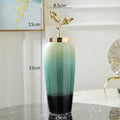Axyaa Gradient Ceramic Vase with Golden Leaves Cover - Modern Home Decor & Wedding Ornament