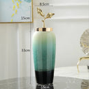 Axyaa Gradient Ceramic Vase with Golden Leaves Cover - Modern Home Decor & Wedding Ornament