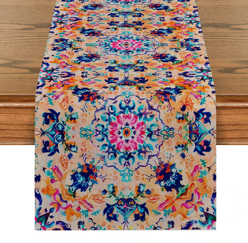 Axyaa National Style Table Runner - Retro Pattern for Dining Decor and Wedding