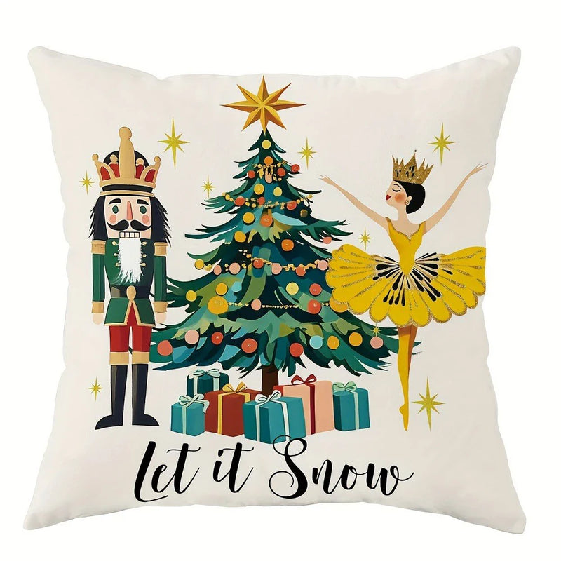 Nutcracker Pillowcase by Axyaa: Festive Christmas Room Decor & Sofa Cushion Cover