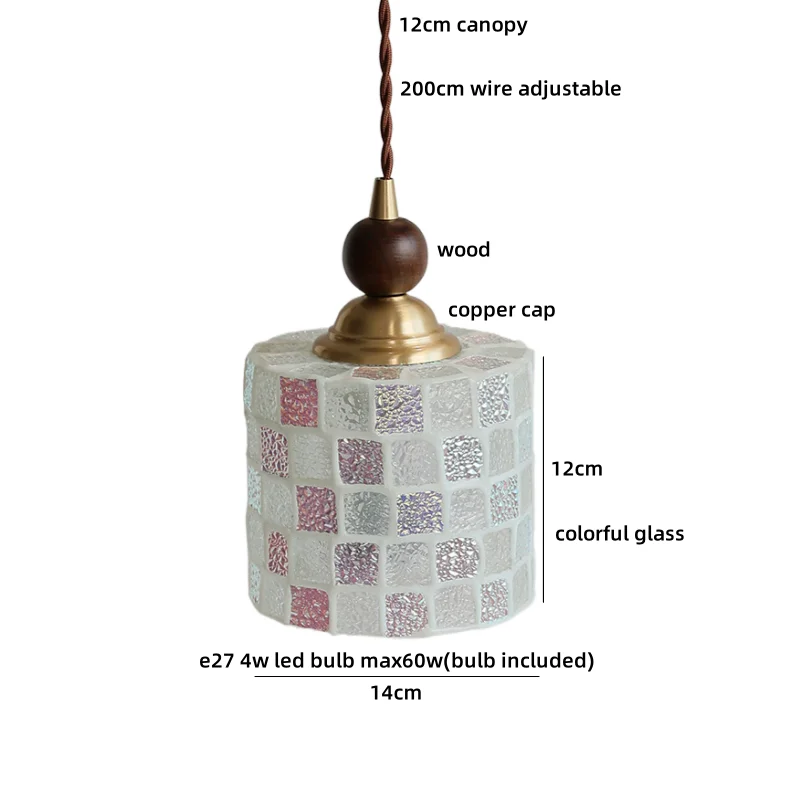 Axyaa Ceramic Wood Copper LED Pendant Light - Japan Style Chandelier