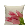 Pink Tulip Linen Cushion Cover - Axyaa 45x45cm Pillowcase