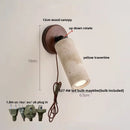 Axyaa Yellow Travertine LED Wall Light Fixture Nordic Modern Glass Wood Bedside Lamp