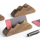 Axyaa Black Walnut Business Card Holder - Creative Mountain Design, Solid Wood Storage Box