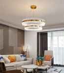 Axyaa Gold Crystal Chandelier LED Ceiling Light - Elegant Illumination for Your Home