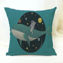 Axyaa Cartoon Animal Print Linen Cushion Cover 45*45cm