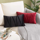 Axyaa Christmas Decorative Velvet Throw Pillow Covers, Red Green Black Solid Sofa Cushion Case