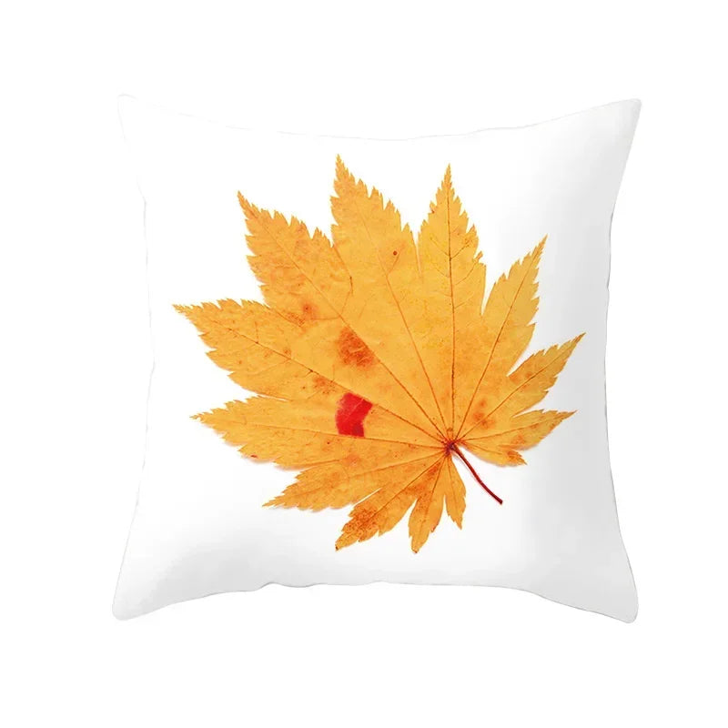 Axyaa Autumn Maple Leaves Pillow Cases with Fresh Print Flower Plant Custom Polyester Cover