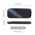 Axyaa 12" Ceramic Sushi BBQ Plate - Rectangular Tray for Desserts, Noodles.