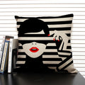 Axyaa Linen Cushion Cover in Black and White for Chic Home Decor
