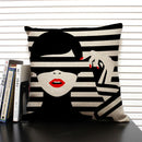 Axyaa Linen Cushion Cover in Black and White for Chic Home Decor