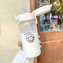 Kawaii Cats Glass Water Bottle With Straw 500ml - Axyaa Cute Tumbler