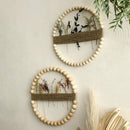 Axyaa Wooden Bead Hemp Rope Wall Hanging, Minimalist Homestay Bedroom Decor