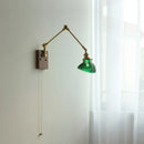 Axyaa Brass Swing Arms LED Wall Light Fixture Glass Stair Lamp