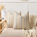 Axyaa Polka Dots Jacquard Pillow Cover in Yellow Blue Grey, 18x18" 20x20"