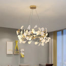 Axyaa Ginkgo Chandeliers: Elegant Ceramics & Acrylic Leaves Pendant Lights