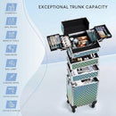 Axyaa 4 in 1 Rolling Makeup Train Case with Key, Wheels, Large Capacity