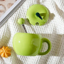 Axyaa Apple Ceramic Coffee Cup Set for Couples - Creative Christmas Gift