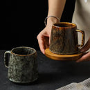Axyaa Vintage Ceramic Mug, 350ml, Couple Handle Cup, Coffee Tea Cups