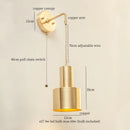 Axyaa Nordic Copper LED Wall Lamp - Pull Chain Switch - Home Decor
