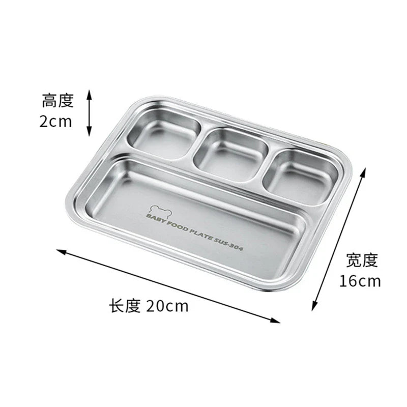 Axyaa Stainless Steel Divided Dinner Tray | Food Plate for Students, Canteen, Restaurant