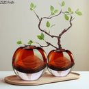 Axyaa Caramel Glass Vase for Table Flower Arrangement