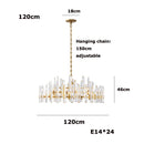 Axyaa Crystal Brass Chandelier with E14 LED Dimming for Living Room