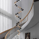 Axyaa Crystal Chandelier Stair Pendant Living Room Interior Lighting