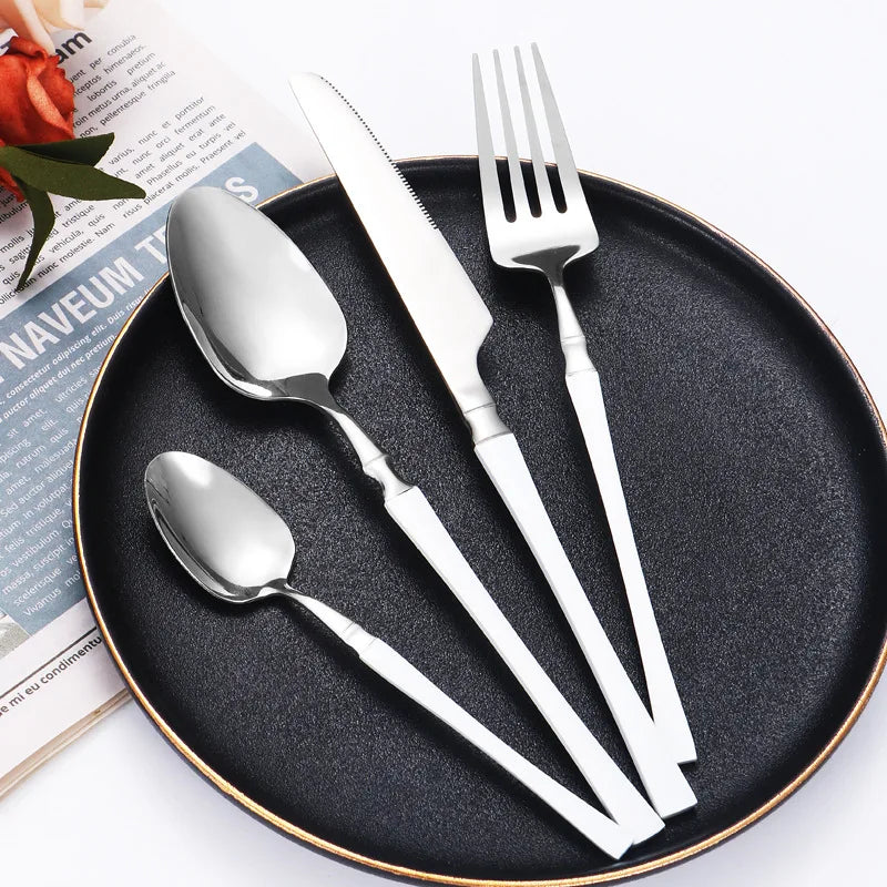 Axyaa 16-Piece Stainless Steel Tableware Set for Restaurants, Hotels, and Homes