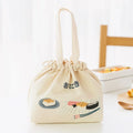 Axyaa Canvas Thermal Lunch Bag for Women & Children: Japanese Style Bento Box Thermo Pouch & Food Container