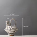 Axyaa Geometric Graffiti Pattern Ceramic Vase with Handle for Home Decor