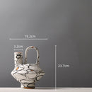 Axyaa Geometric Graffiti Pattern Ceramic Vase with Handle for Home Decor