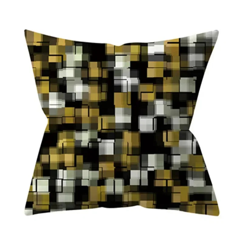 Axyaa Yellow Floral Geometric Cushion Cover 45x45cm