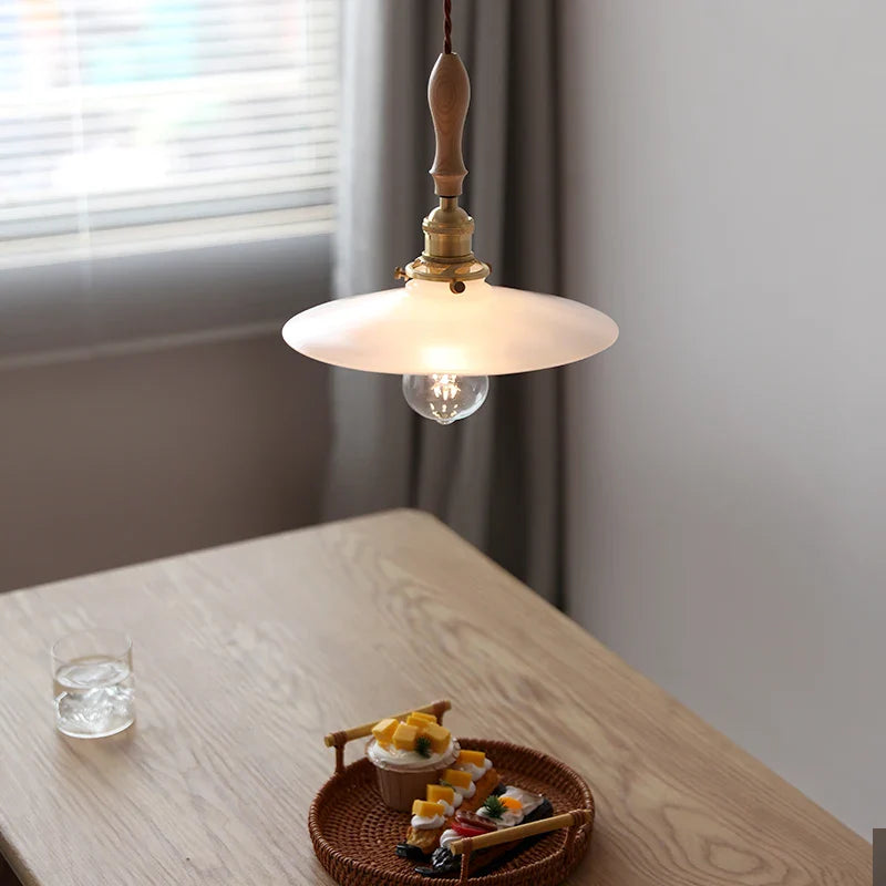 Axyaa White Glass Pendant Light for Bedroom Living Dining Room Chandelier LED Hang Lamp