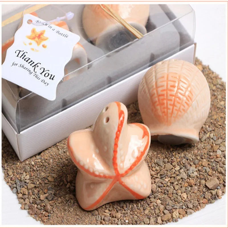 Axya Starfish Ceramic Seasoning Jar Set for Kitchen, Salt & Pepper Shaker Pair