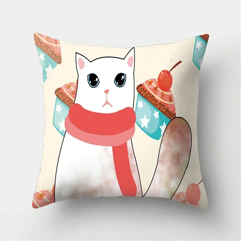Cat Pattern Cushion Cover for Axyaa Brand Decorative Throw Pillow.