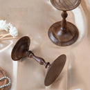 Axyaa Medieval Walnut Candlestick Ornaments - Hand-Turned French Wooden Table Atmosphere Holder