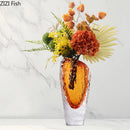Axyaa Amber Glass Vase: Hydroponic Plant Pot for Table Decor and Flower Arrangements