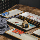 Axyaa Ceramic Sushi Plate - Japanese-style Rectangular Dish & Fried Fish Plate