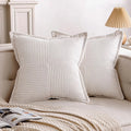 Axyaa Corduroy Boho Striped 18x18 Inch Throw Pillow Covers for Couch Sofa