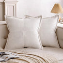 Axyaa Corduroy Boho Striped 18x18 Inch Throw Pillow Covers for Couch Sofa